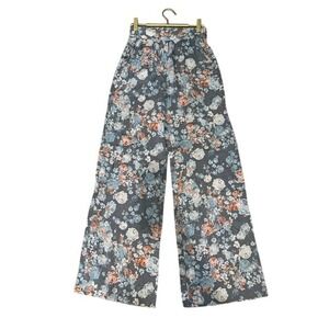 BCBGeneration Slate Gray Floral Wide Leg Palazzo Pants XXS pNew With Tags